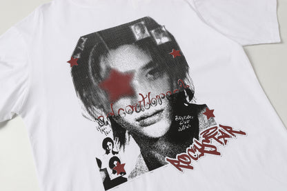 Oversize Portrait Print Short Sleeve T-Shirt WN25380