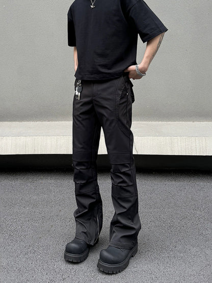 Waterproof Zipper Design Flare Pants WN19476