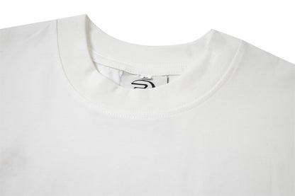Flower Embroidery Handwritten Letter Short Sleeve T-Shirt WN26921