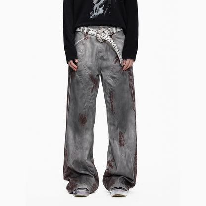 Stain Dye Seam Flare Denim Jeans WN27314