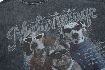 Washed Dog Graphic Cotton Oversize Short Sleeve T-Shirt WN25739