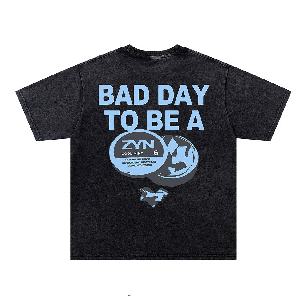 Washed Damage Letter Print Short Sleeve T-Shirt WN26934