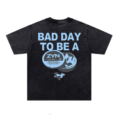 Washed Damage Letter Print Short Sleeve T-Shirt WN26934