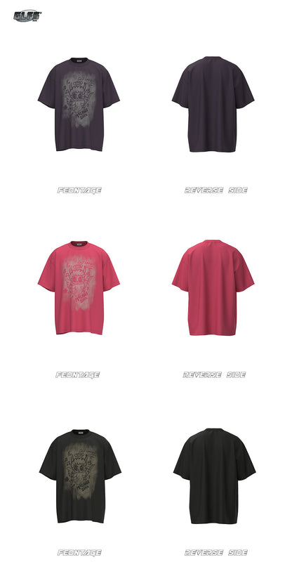 Faded Illustration Graphic Short Sleeve T-Shirt WN26489
