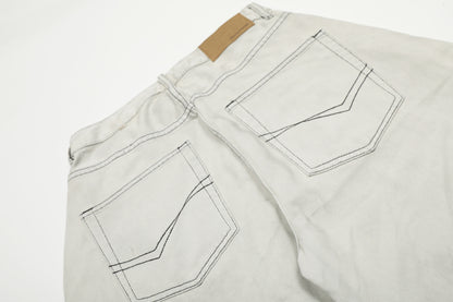 Washed Whisker Barrel Denim Jeans WN26094