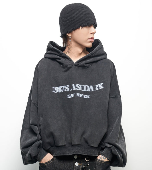 Letter Print Oversize Cropped Hoodie WN22973