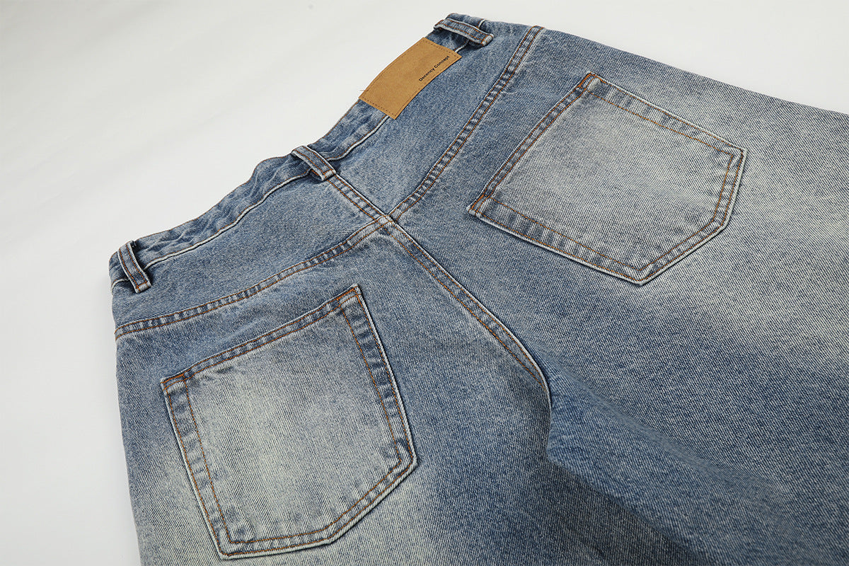 Washed Whisker Denim Half Jeans WN25790