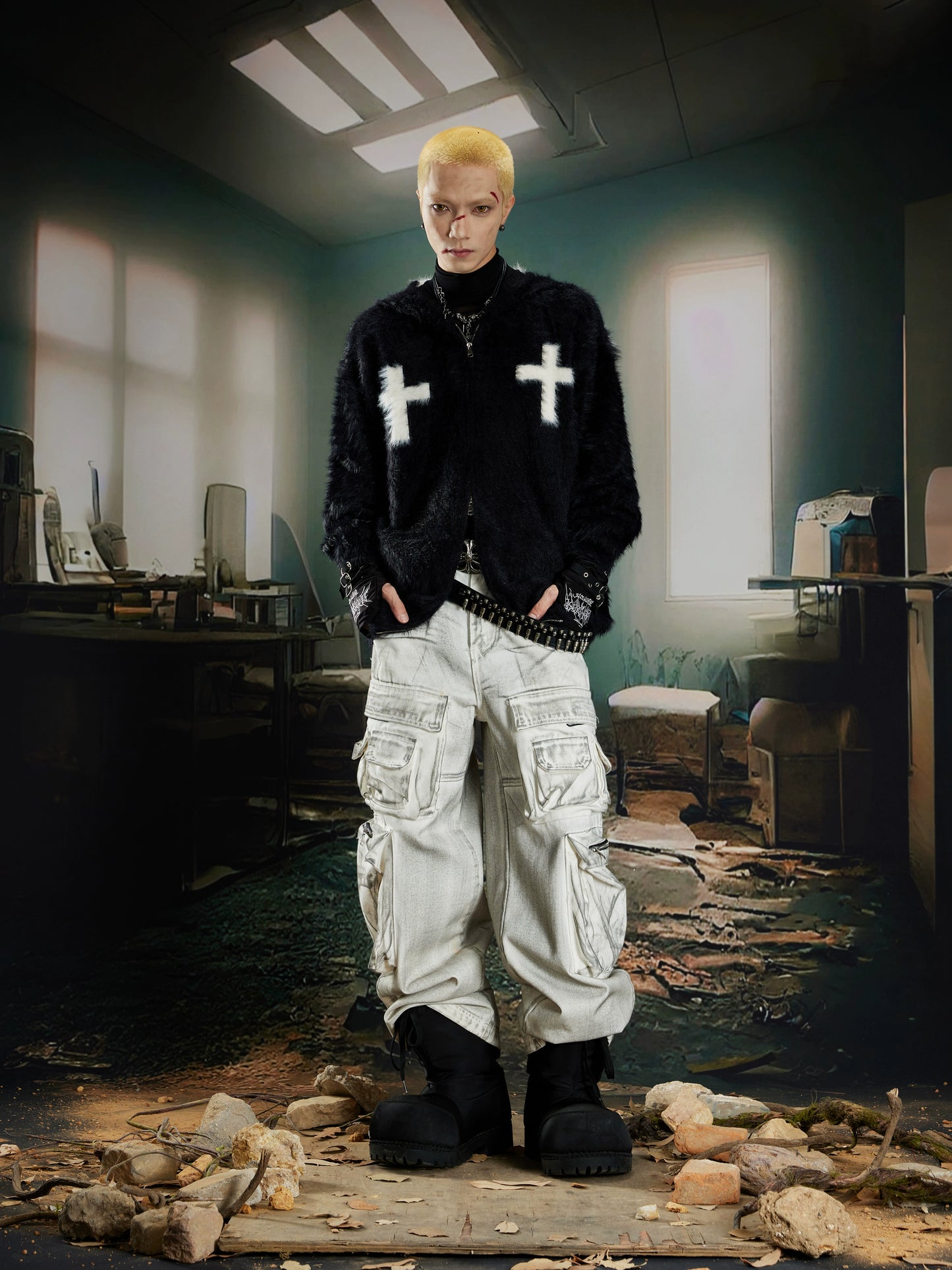 Furry Oversize Knit Hoodie WN21383