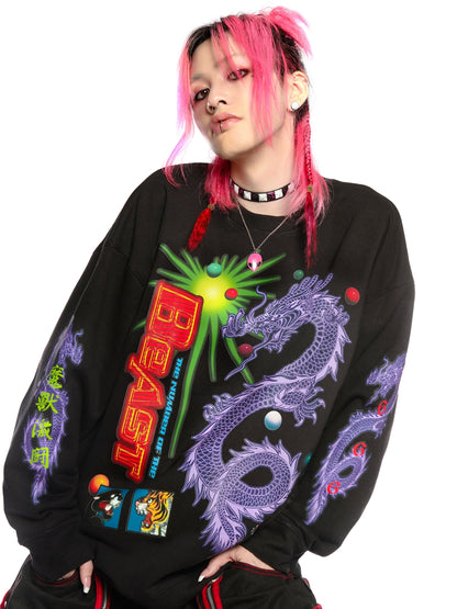 Dragon Art Print Long Sleeve Sweatshirt WN22249