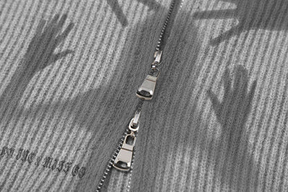 Abstract Print Zipper Knit Cardigan WN11511