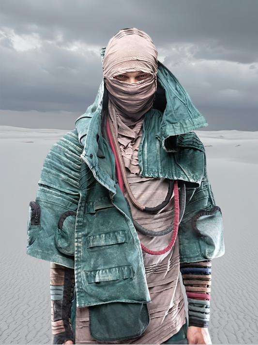 Asymmetric Pleats Deconstructed Washed Short Jacket WN21974