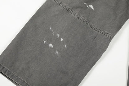 Damage Dirty Wide Leg Curved Cargo Pants WN25866