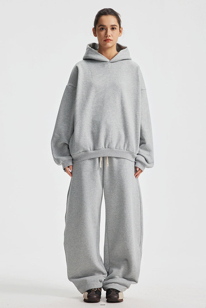 Fleece Lining Oversize Hoodie & Wide Leg Sweatpants Setup WN23113