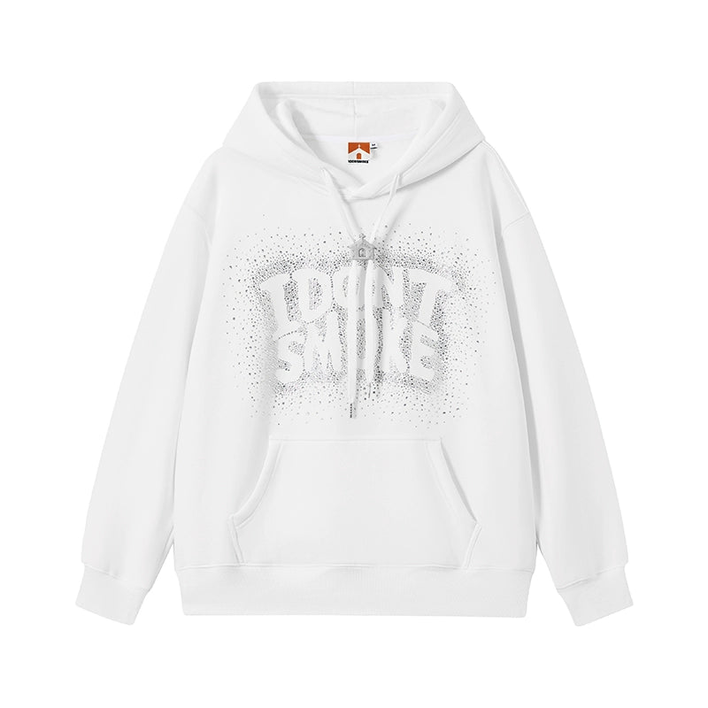 Rhinestone Logo Oversize Pullover Hoodie WN10117