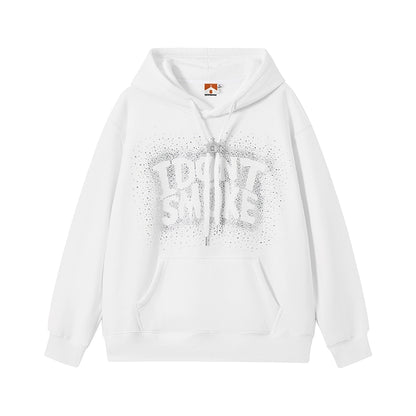 Rhinestone Logo Oversize Pullover Hoodie WN10117