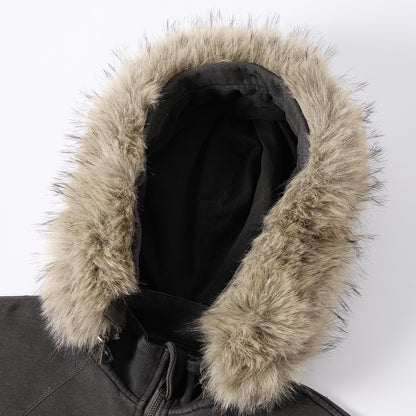 Fake Fur Lining Zip-Up Cropped Zipper Hoodie WN23115