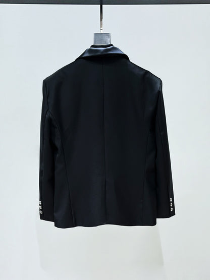 Metal Buckle Tailored Jacket & Wide Leg Flare Trousers Setup WN23941