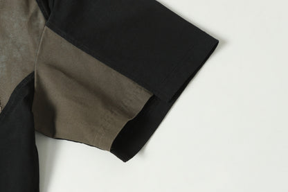 Washed Raw-Edge Splice Short Sleeve T-Shirt WN25743