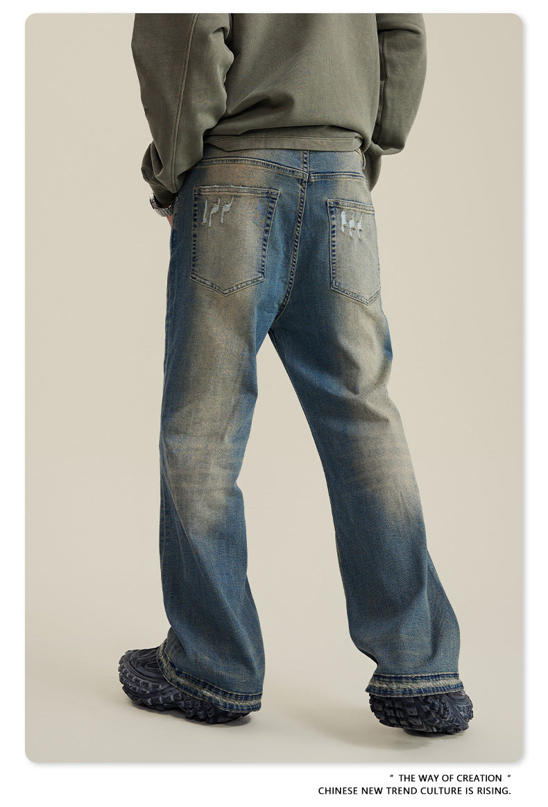 Washed Damage Flare Denim Jeans WN6415