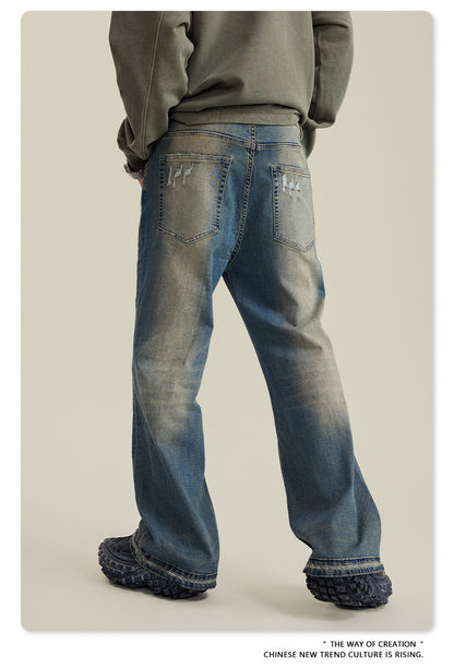 Washed Damage Flare Denim Jeans WN6415