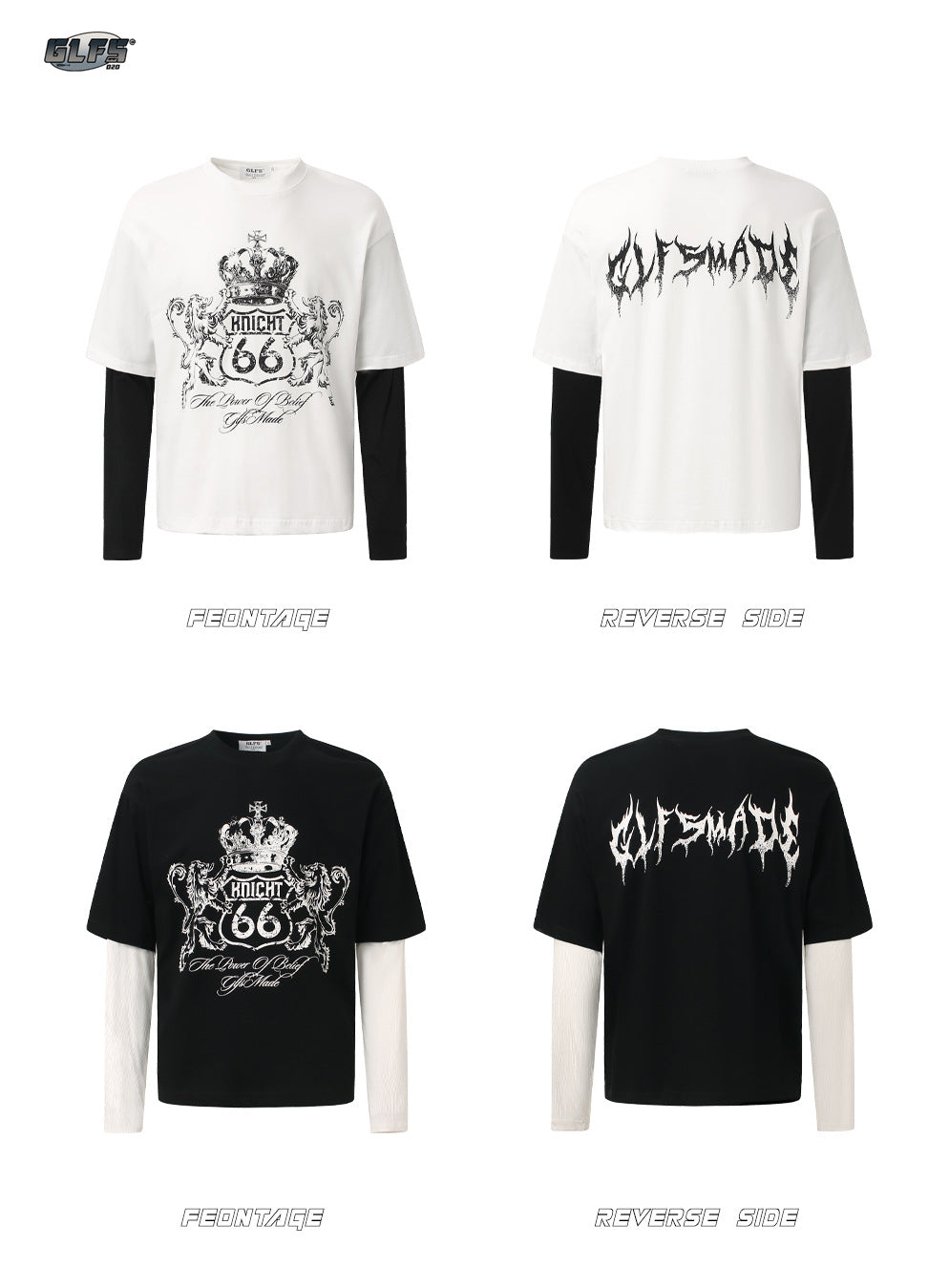 Fake Layered Crown Art Print Long Sleeve T-Shirt WN26513