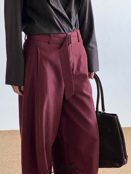 Pleats Solid Color Wide Leg Pants WN21492