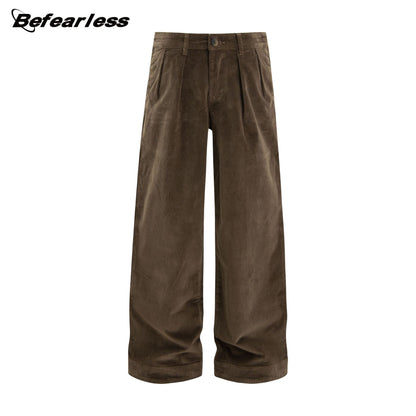 Washed Corduroy Pleats Wide Leg Pants WN26254