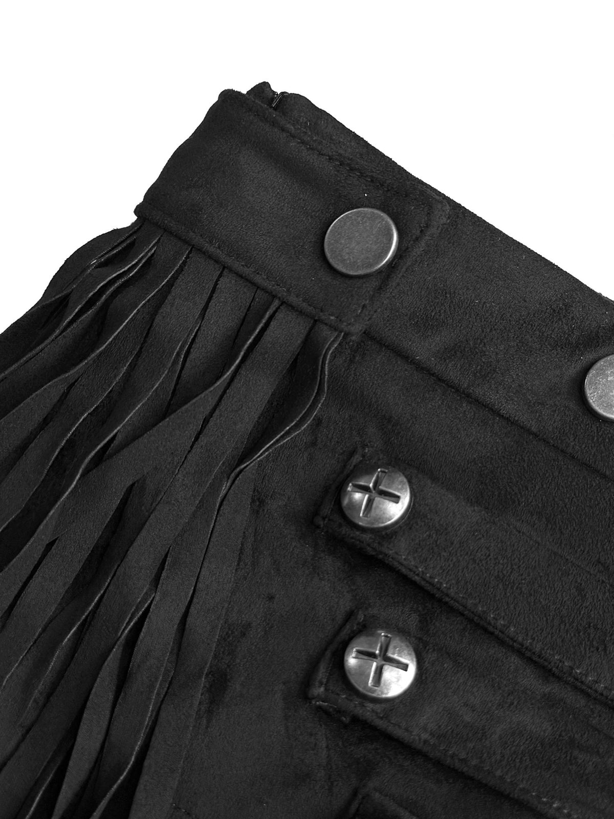 Detachable Fringe Suede Stud Detail Low-Rise Short Pants WN27082