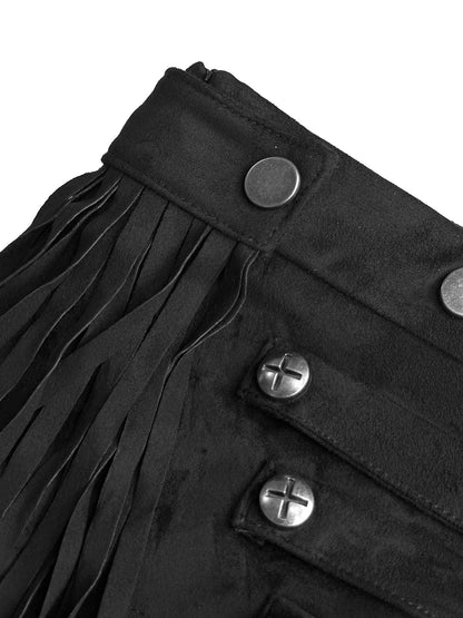 Detachable Fringe Suede Stud Detail Low-Rise Short Pants WN27082