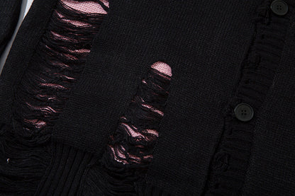 Damage Cutout Knit Sweater WN11444