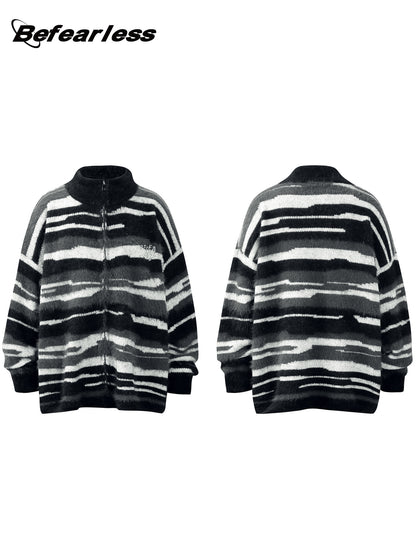 Mohair High-Neck Zip-Up Oversize Knit Cardigan WN26310