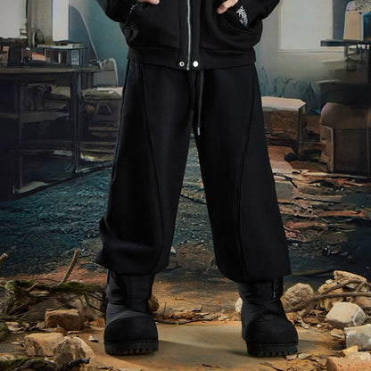 Deconstructed Oversize Zipper Hoodie & Wide Leg Sweatpants Setup WN20582