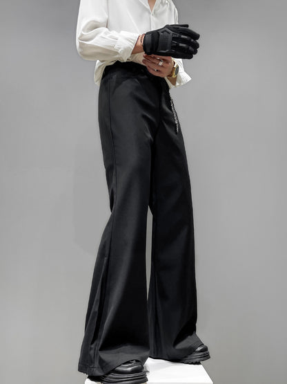Metal Chain Draped Flare Trousers WN23856