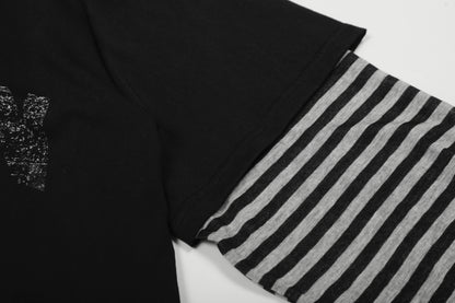 Fake Layered Stripe Star Long Sleeve T-Shirt WN25673