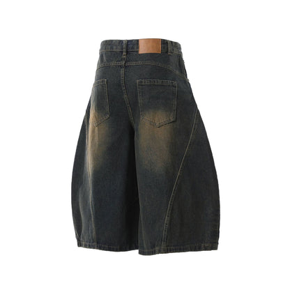 Washed Whisker Curved Cropped Denim Jeans WN25531