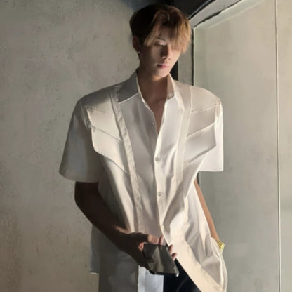 Deconstructed Shoulder-Pad Short Sleeve Shirt WN20060