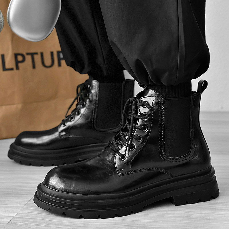 Glossy Chunky Lace-Up Boots WN24502