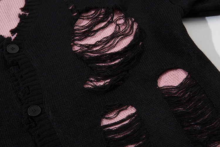 Damage Cutout Knit Sweater WN11444
