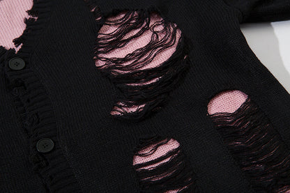 Damage Cutout Knit Sweater WN11444