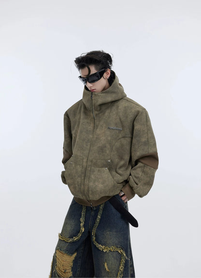 Metal Splicing Design Oversize Hooded Jacket WN5055
