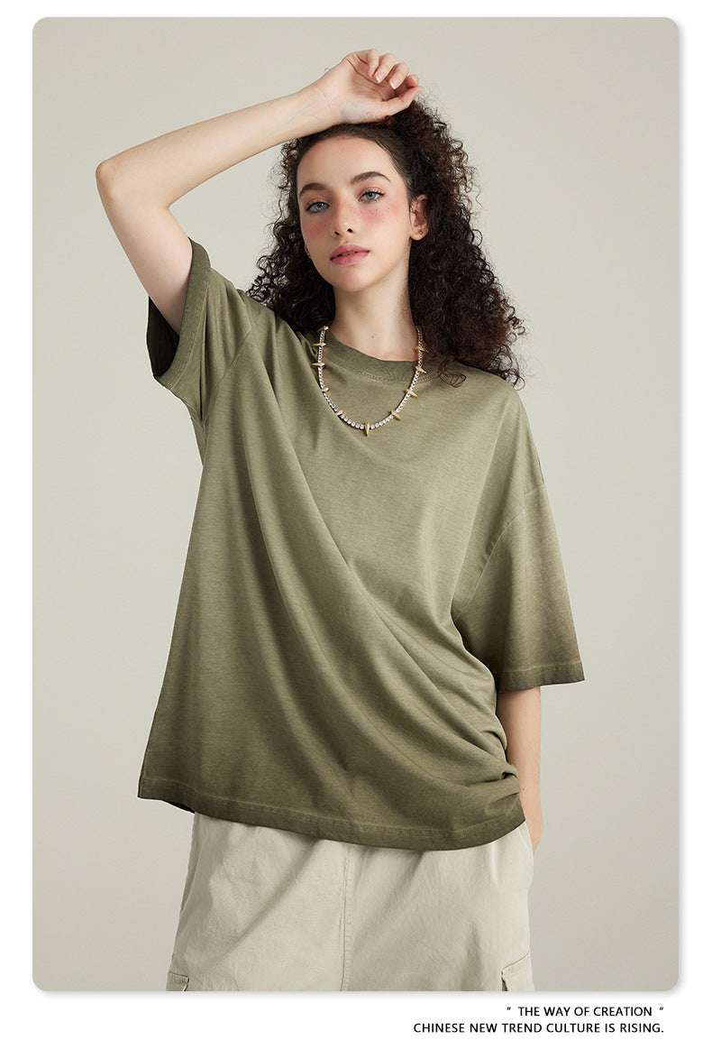 Washed Gradient Pure Cotton Sleeveless T-Shirt WN6075