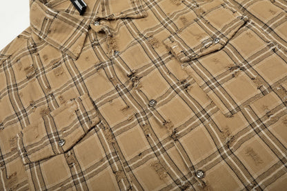 Plaid Damage Wash Long Sleeve Shirt WN25716