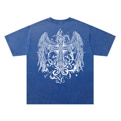 Washed Wing Cross Graphic Short Sleeve T-Shirt WN26775
