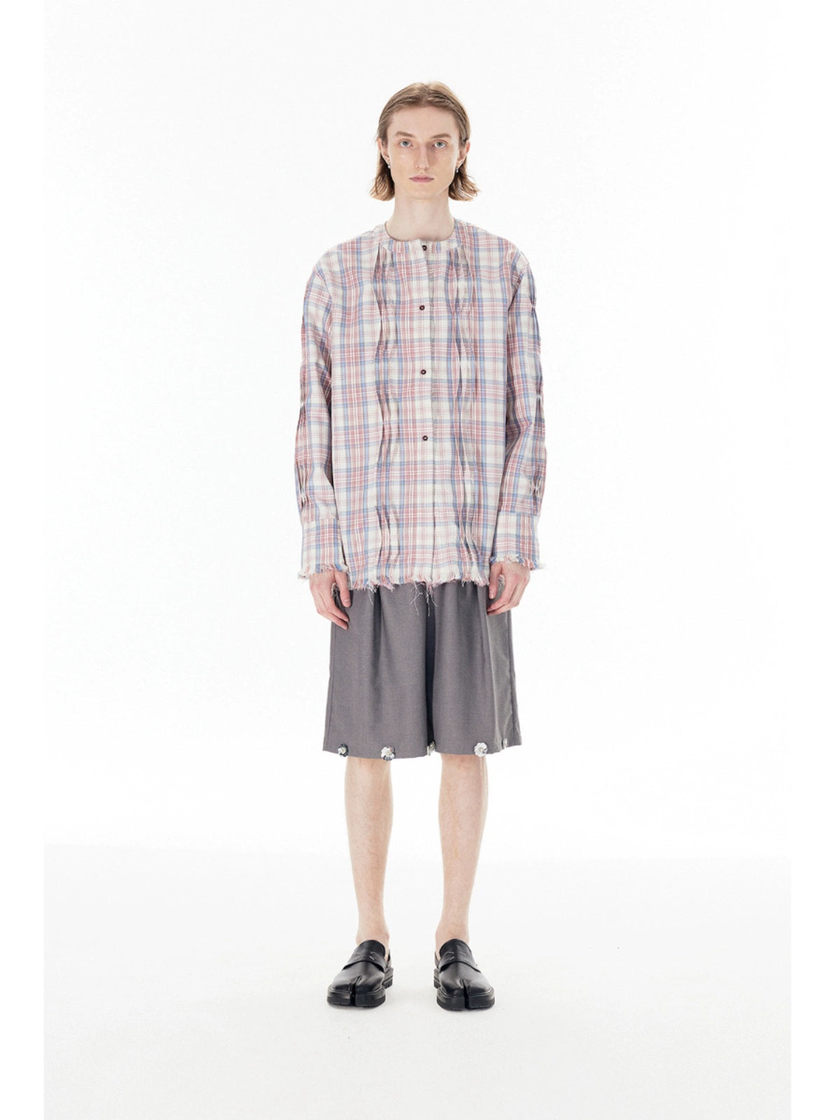 Pleated Design Floral Sequin and Bead Embellished Wide Leg Half Pants WN18873