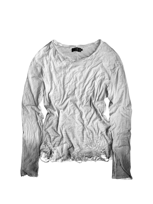Wrinkle Wash Graphic Cutout Long Sleeve T-Shirt WN27048