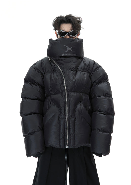 High-Neck Asymmetric Zipper Oversize Thick Puffer Jacket WN11620