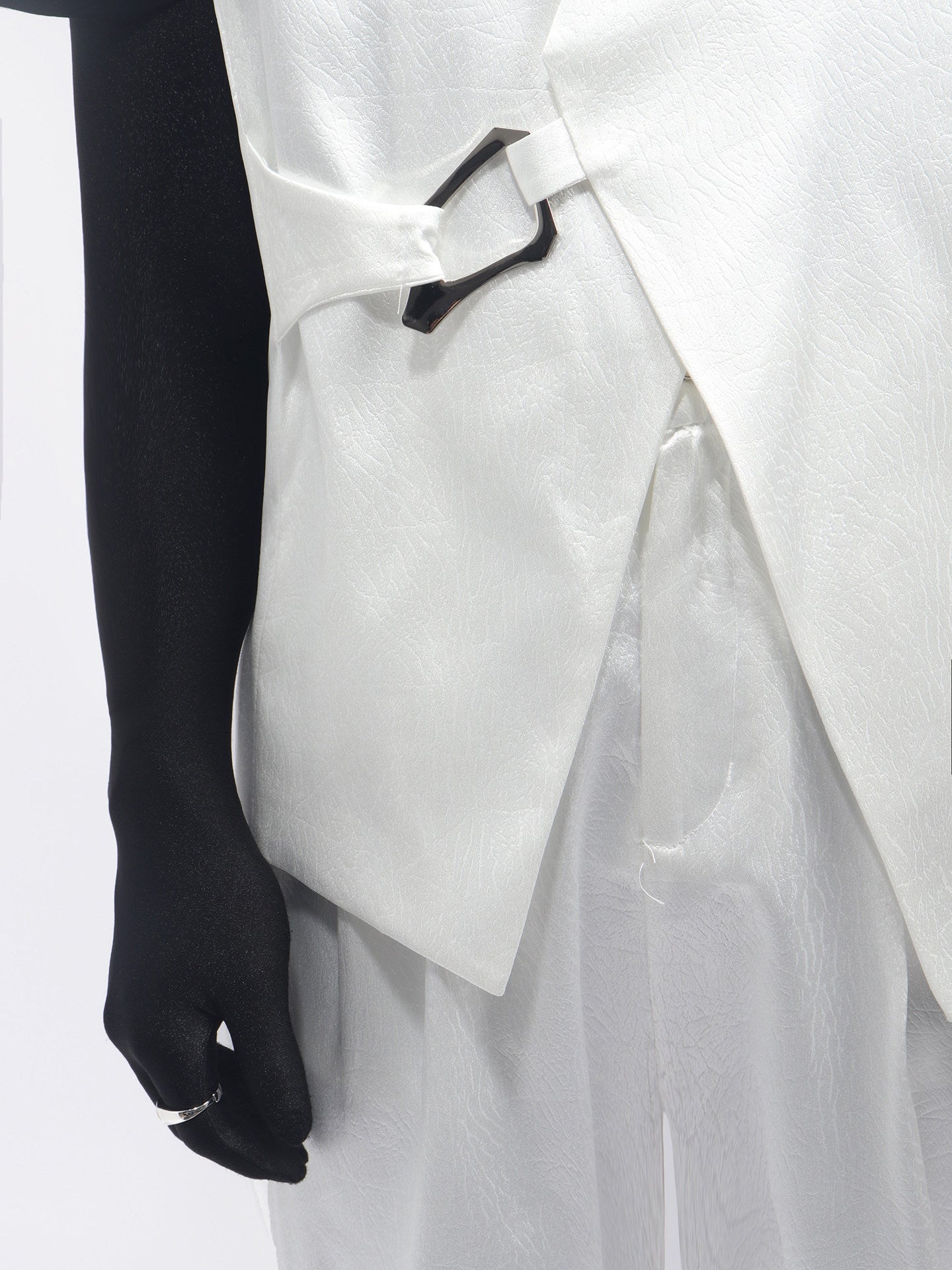 PU Leather Buckle Vest & PU Leather Wide Leg PU Leather Pants Setup WN23692