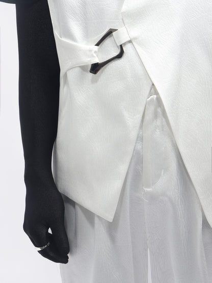 PU Leather Buckle Vest & PU Leather Wide Leg PU Leather Pants Setup WN23692