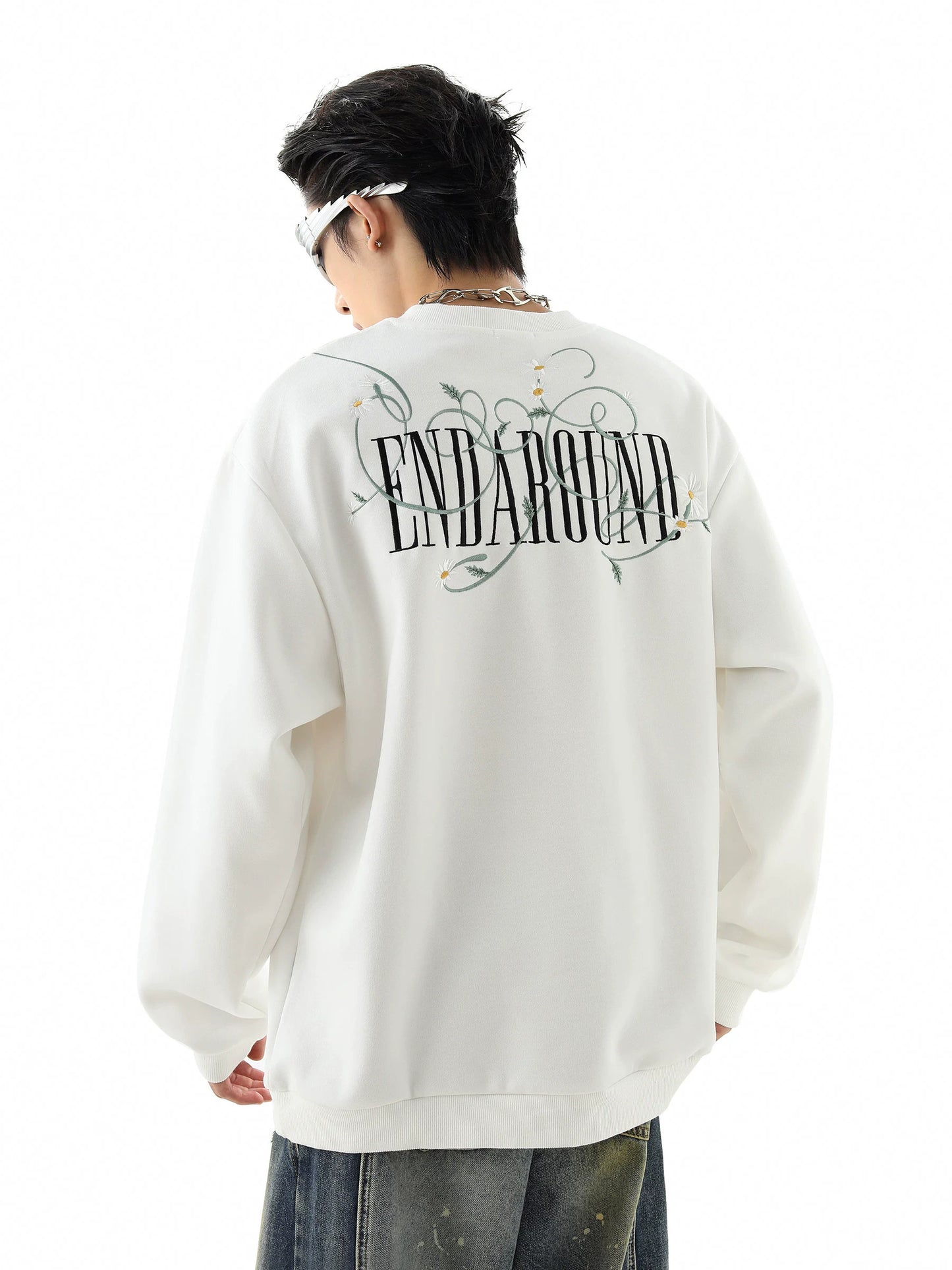 Embroidery Crewneck Oversize Sweatshirt WN10332