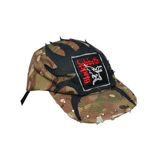 Flame Patchwork Camouflage Flat-Brim Cap WN21102